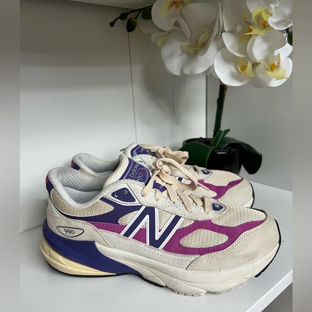 New Balance Women's  and man’s Beige and Purple Sneakers